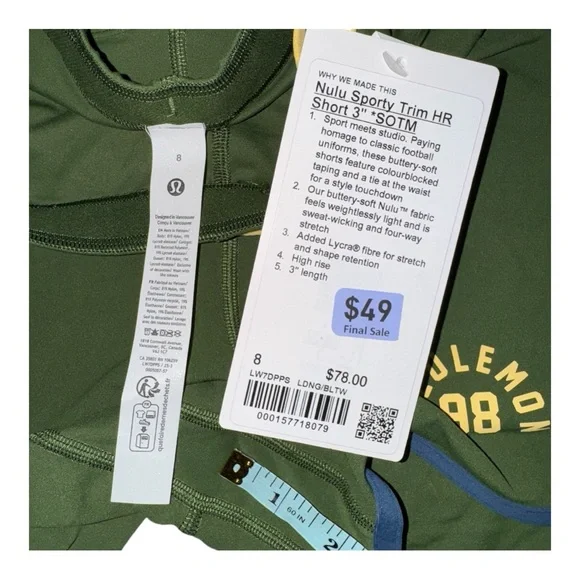 Lululemon Nulu Sporty Trim High-Rise Short 3” London Fog/Blue Twill Sz 8 NWT - Picture 5 of 5